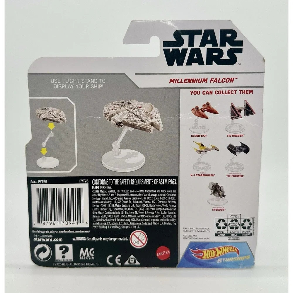 Hot Wheels Star Wars Starships FYT65 6 of 6 Ships Falcon TIE Naboo Cloud NIB